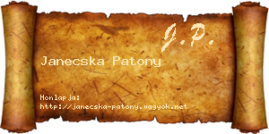 Janecska Patony névjegykártya
